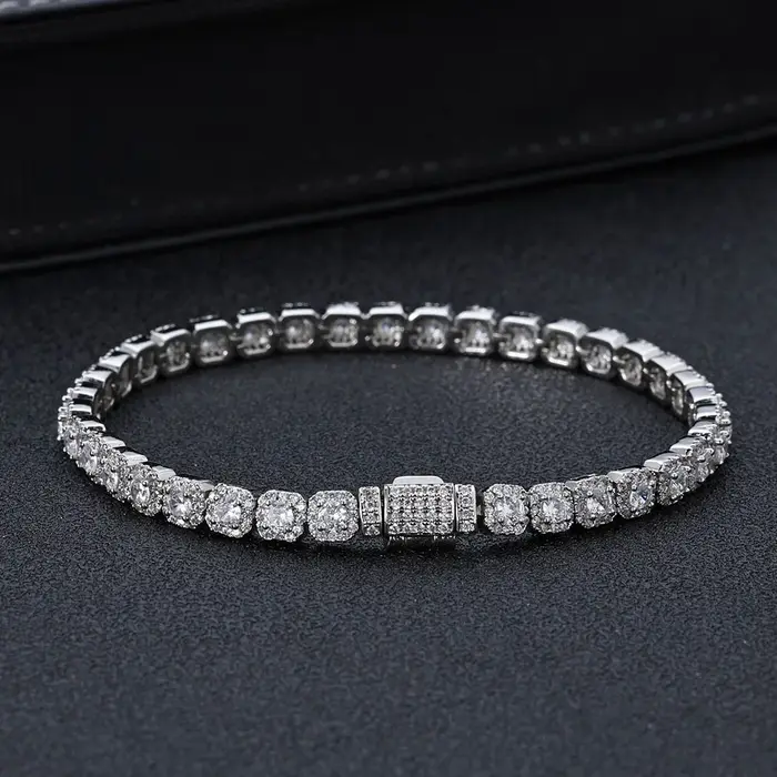 Bracelet chaîne de Tennis glacé de 5mm, en Zircon scintillant, diamant plaqué or 18 carats, pour fem
