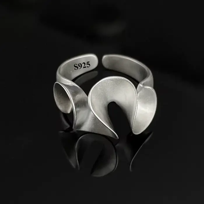 Bagues en argent sterling 925 vintage dentelle givrée mate bagues irrégulières Y2K pour femmes occasions spéciales
