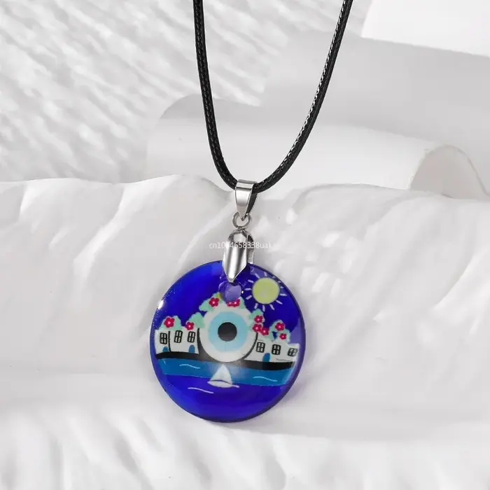 Collier ULBoho Flower Blue Evil Eyes pour hommes et femmes