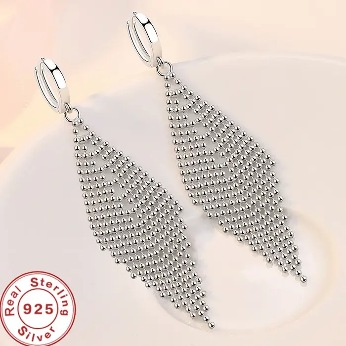 Boucles d'oreilles longues en argent Sterling 925