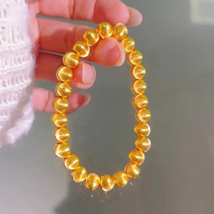 Bracelet de perles de couleur or jaune 18 carats véritable pour femmes, bijoux de mariée, couleur br