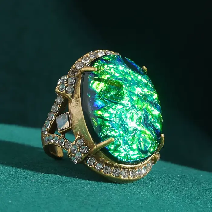 Bague Vintage en opale rouge Rose, couleur or, strass, qualité, cadeaux de luxe de styliste pour fem