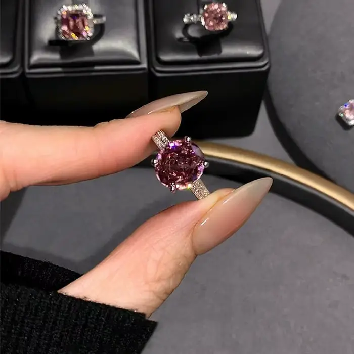Bagues en pierres précieuses violettes raisin pour femmes, bague de style doux de haute qualité, réglable, exquise, bijoux fins de mariage, cadeau