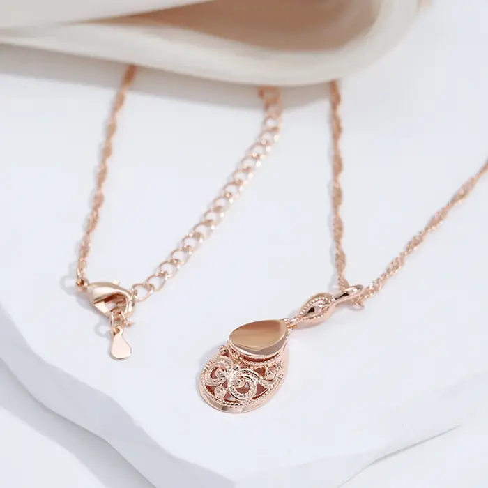 SYOUJYO Vintage 585 couleur or Rose pendentif colliers pour femmes brillant Simple goutte d'eau ethnique mariée bijoux de mariage