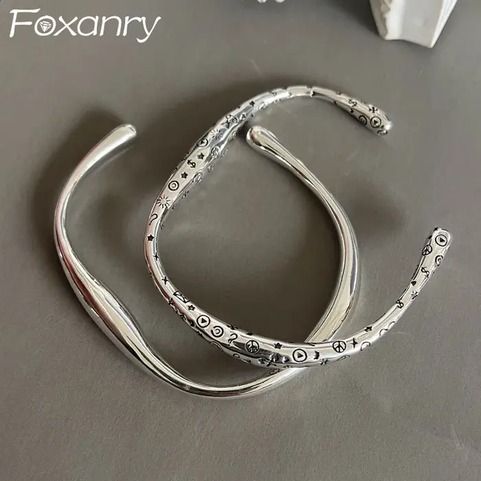 FOXANRY – Bracelet minimaliste couleur argent pour femmes