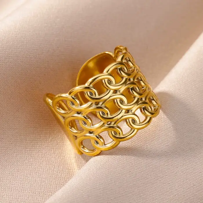 Bague de cocktail en acier inoxydable 316L pour femmes avec réglage de tension pour toutes les occasions élégantes et spéciales