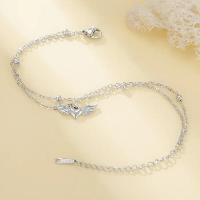 Teamer – Bracelet à breloques en forme d'aile de cœur pour femmes