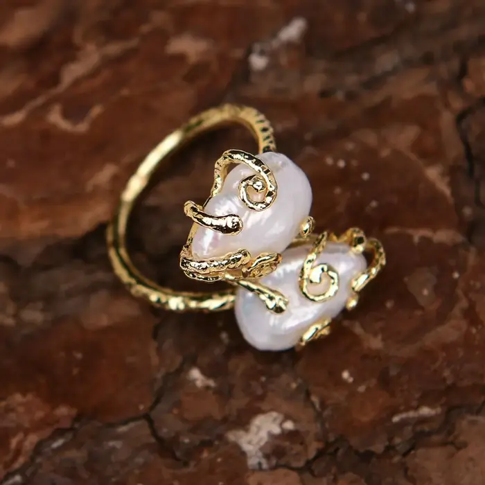 G-G culture blanc Keshi perle pièce de monnaie