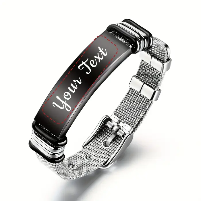 Bracelet avec noms personnalisés en acier inoxydable 304, cadeau parfait pour les maris, les pères o