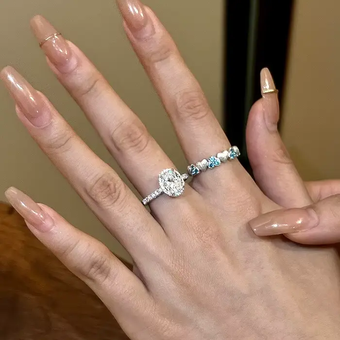 Bague de fiançailles sertie de zirconium et cristal pour femmes, bague de cocktail réglable, occasion mariage et événements formels