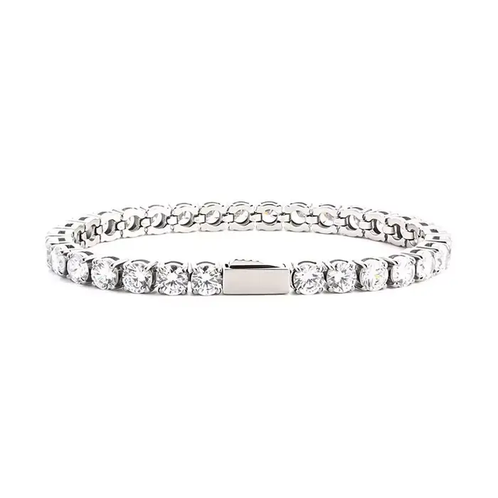 Bracelet en acier avec chaîne tennis entièrement sertie de diamants
