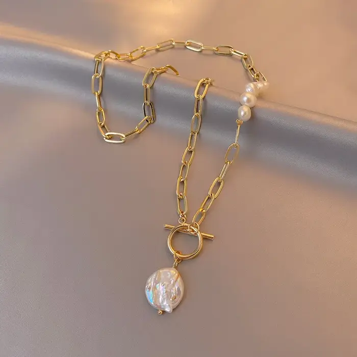 Bijoux originaux 100% naturel Baroque perle d'eau douce 14K or rempli femme asymétrie collier pour femmes cadeaux ne se