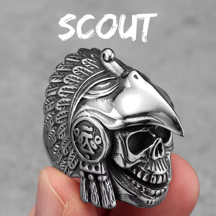 Bagues en acier inoxydable Scout Skull Indian Eagle pour hommes et femmes, bijoux punk rétro, access