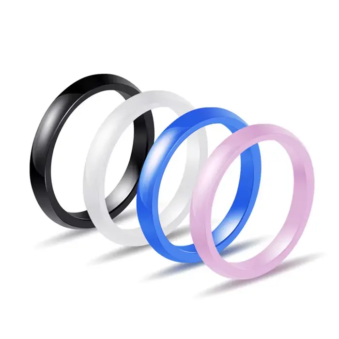 Bague en céramique blanche rose noire bleue romantique pour mariage occasions spéciales femmes hommes