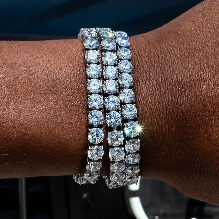 Hiphop Tennis Bracelet Homme glacé 3/4/5mm zircon cubique hommes chaîne en cristal sur la main