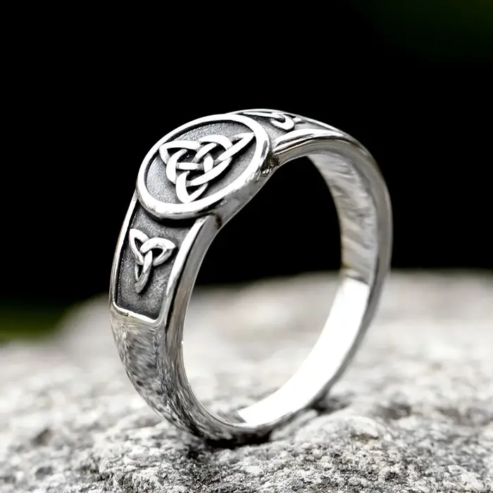 Bague en acier inoxydable avec nœud de sorcière, croix Wiccan, nœud celtique pour femmes, sorcelleri