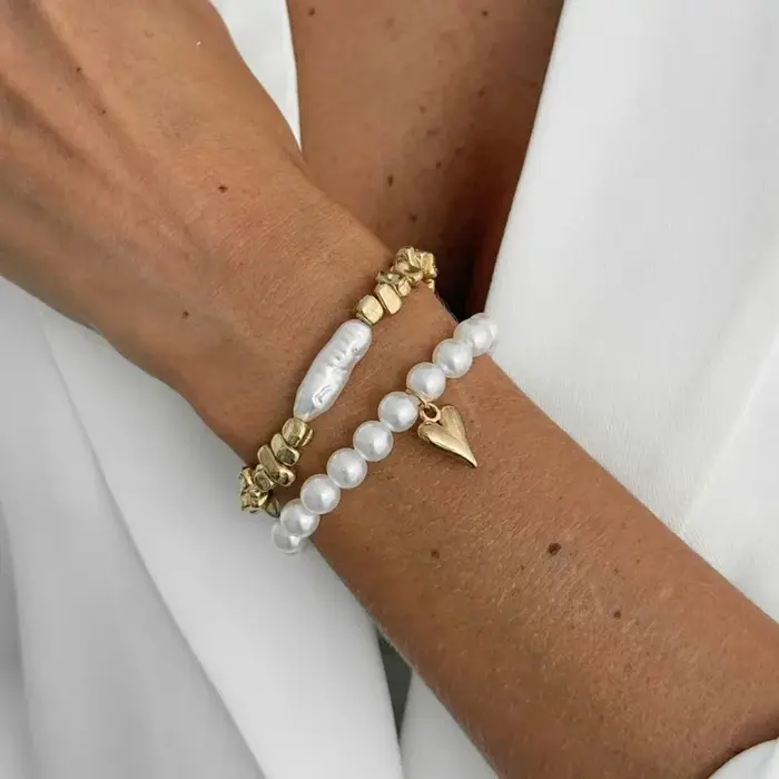 Lot de 2 Bracelets Élégants en Fausse Perle pour Femme