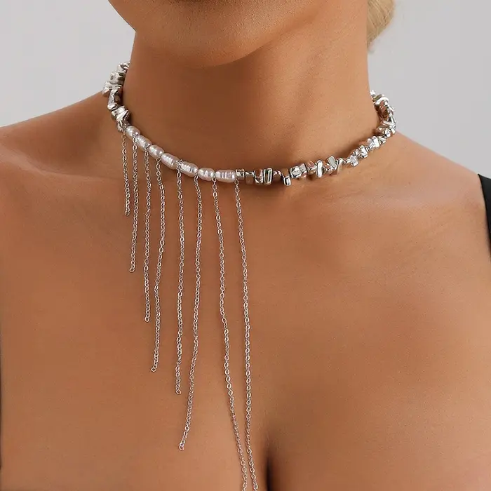Collier ras du cou en Imitation de perles pour femmes, bijoux tendance pour fête de mariage, chaîne 