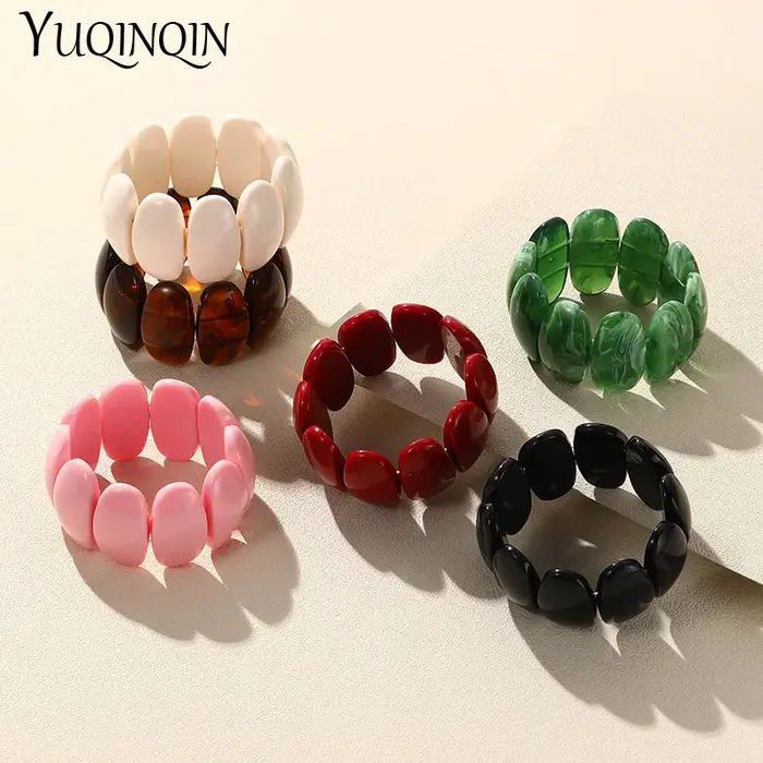 Bracelets fantaisie en résine perlée pour femmes et filles