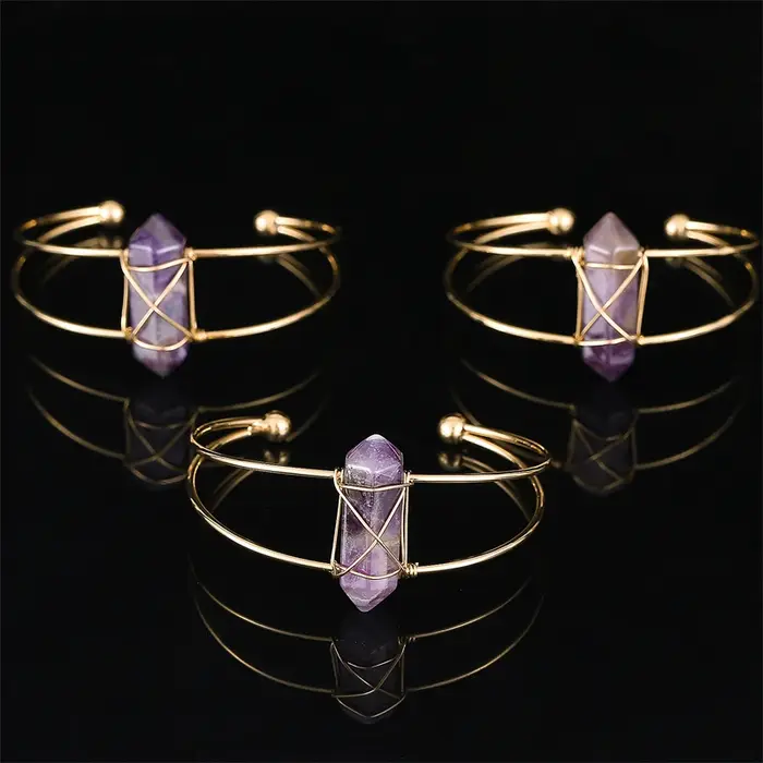 Bracelet enroulé en Quartz Rose véritable