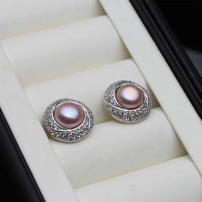 Nouvelles grandes boucles d'oreilles en perles d'eau douce pour femmes