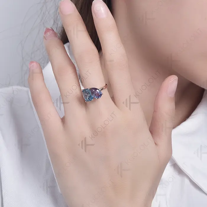 Kuololit-Bague cl rite cultivée en laboratoire pour femme