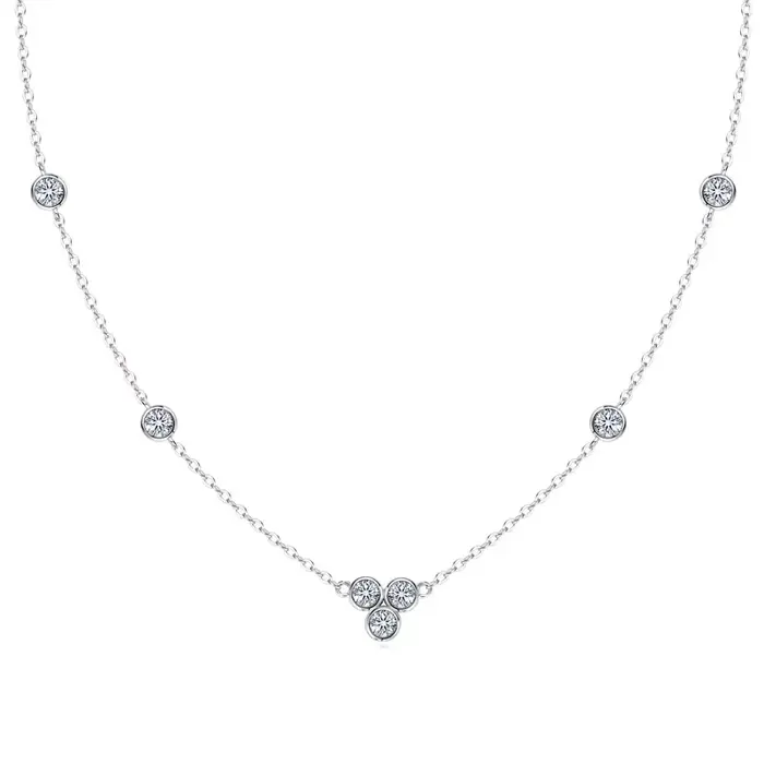 IOGOU-Collier en diamant Moissanite pour femme, tour de cou en argent regardé 3.0 véritable, bijoux 