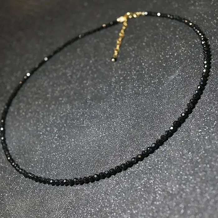 Collier court de perles noires simples pour femmes, bijoux ras du cou pour dames, collier de fête, b
