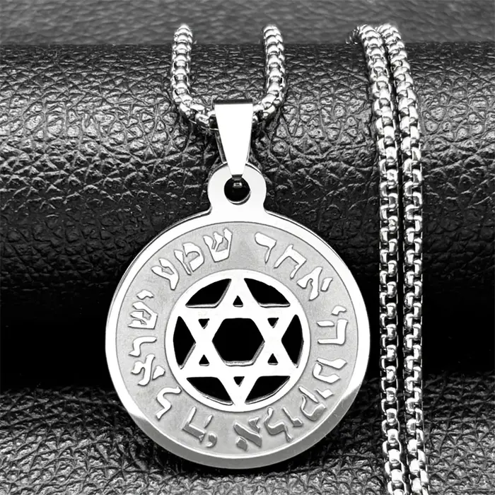 Collier pendentif étoile hébraïque de FC pour hommes et femmes, acier inoxydable, or, argent, docume