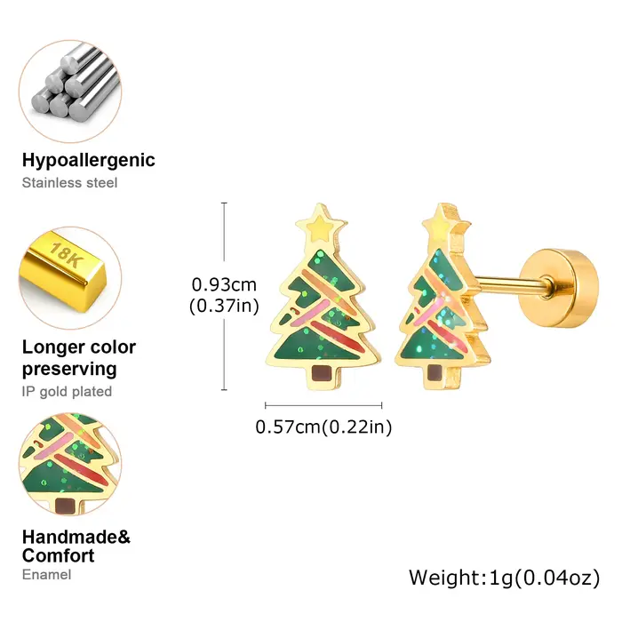 Boucles d'oreilles de Noël en acier inoxydable pour femmes