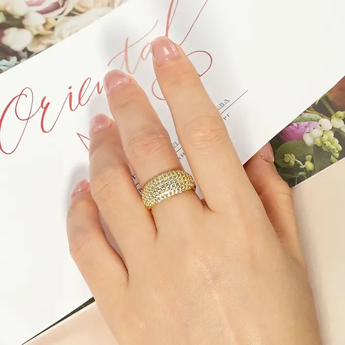 Rrjzz – bagues de fête Vintage plaquées or 14K