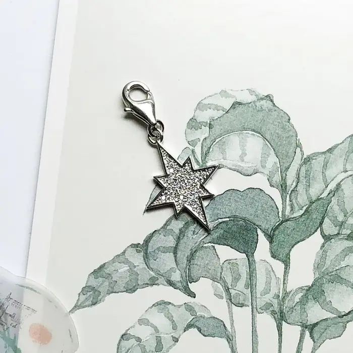 Pendentif à breloque étoile brillante en argent Sterling pur 925