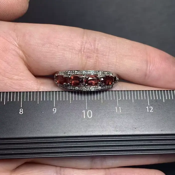 Bague vintage en grenat naturel, 60 pierres, faite à la main, bijoux pour femmes, cadeau