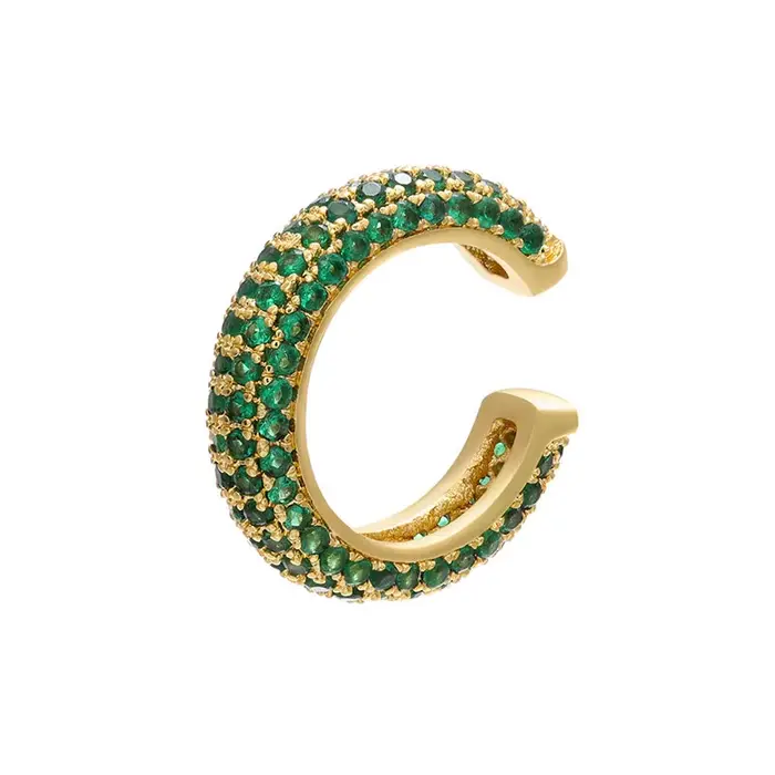 1 pièce Manchette d'oreille à clip, Bijou d'oreille non percé, Couleur Or Argent, Zircon Cubique Arc