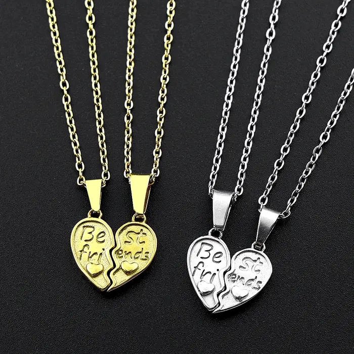 Ensemble de colliers assortis en acier inoxydable forme de cœur brisé pour meilleures amies bijoux d'amitié pour filles cadeaux pour meilleures amies occasions spéciales