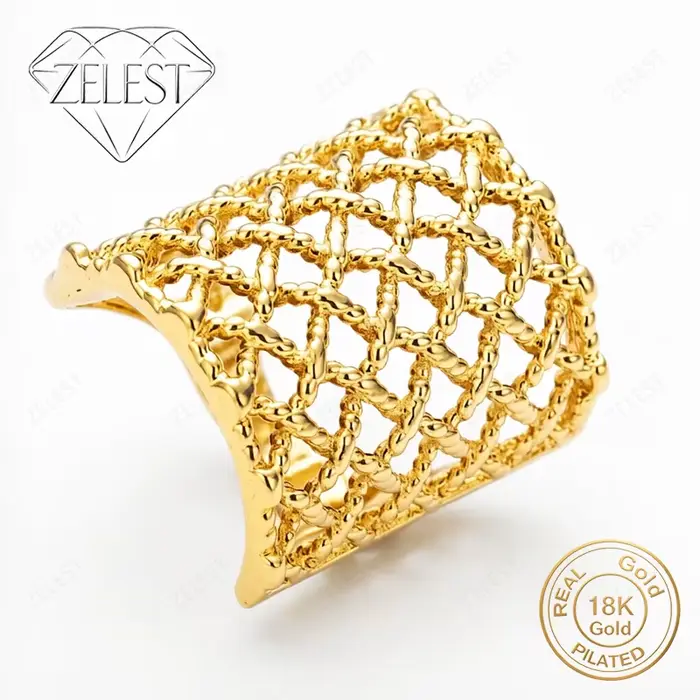 Bague creuse exquise en argent 925 plaqué or 18 carats, bijoux pour femmes, accessoires de mode, acc