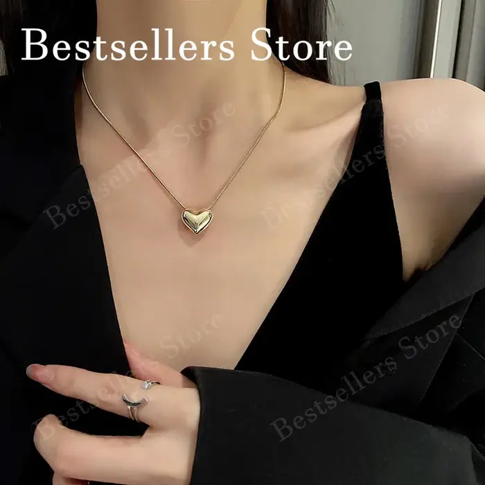 Collier Cœur en Argent Sterling 925 / Plaqué Or – Bijoux de Mode pour Femmes