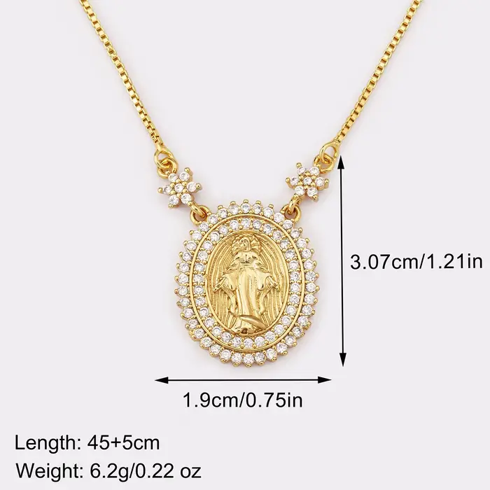 Collier rétro avec pendentif zirconia brillant pour femmes, bijou de croyance élégant, cadeau de fête quotidien pour occasions spéciales