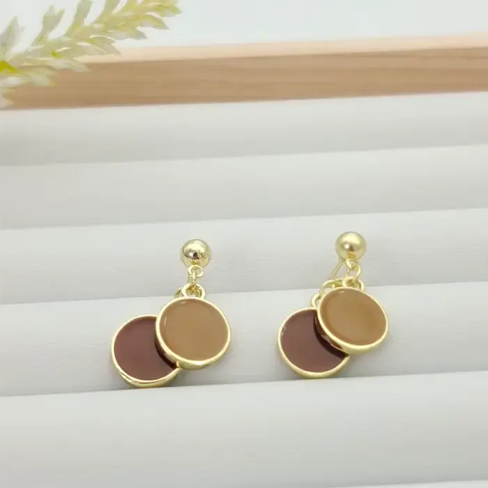 Maillard Style coloré à la mode Simple géométrique rond pendentif boucles d'oreilles pour les femmes élégant goutte d'huile boucles d'oreilles bijoux de fête
