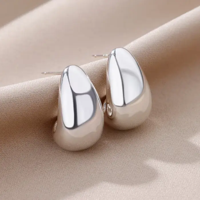 DOTEFFIL Vintage gros dôme boucles d'oreilles pour femmes or 925 argent épais larme boucle d'oreille