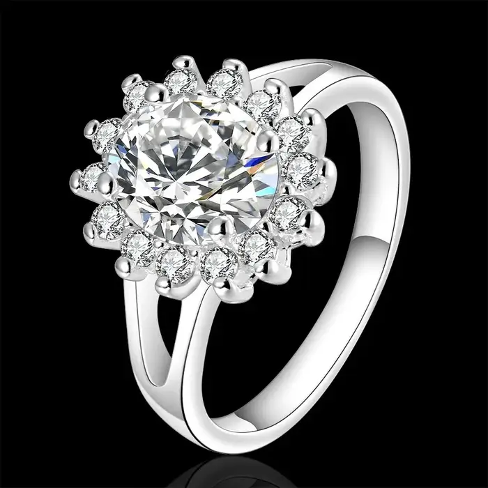 Marques populaires 925 en argent Sterling cristal fleur moissanite diamant anneaux pour les femmes mode cadeaux de fête de mariage bijoux