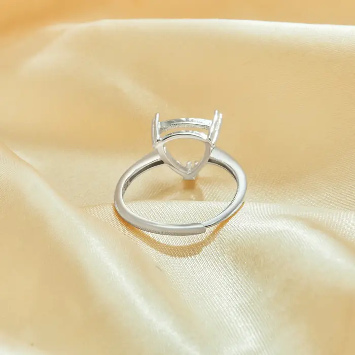 Paramètres de bague à griffes triangulaires, bague plaquée or rose en argent sterling 925 massif, bague triangulaire minimaliste, fournitures de bague de bricolage 1295067