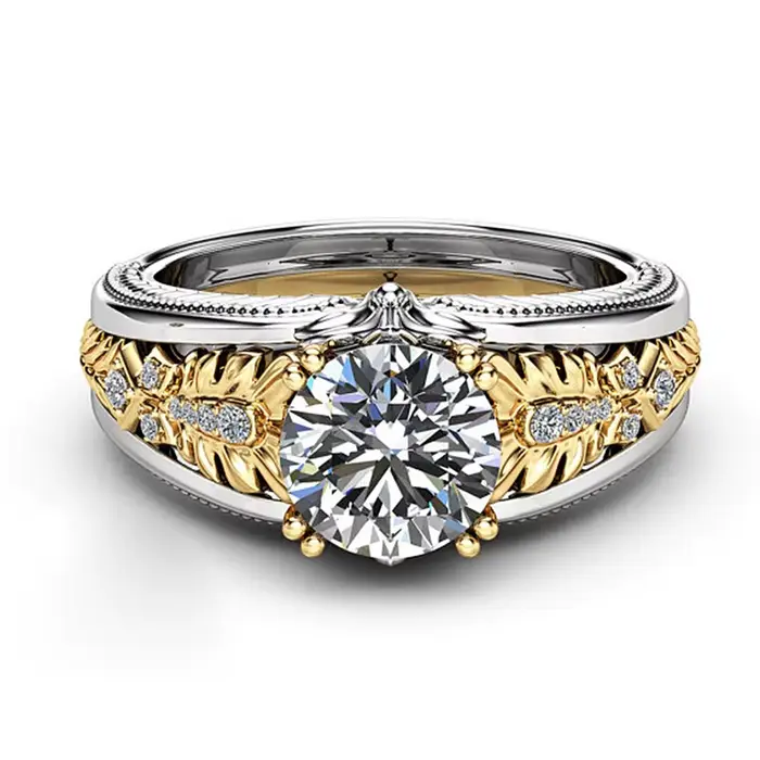 Bague Vintage en or blanc 18 carats avec diamant, pierres précieuses De mariage pour femmes, topaze 