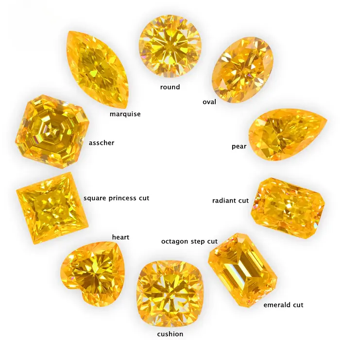 Messi-Bijoux diamants colorés CVD HPHT, couleur jaune, laboratoire, vente en gros