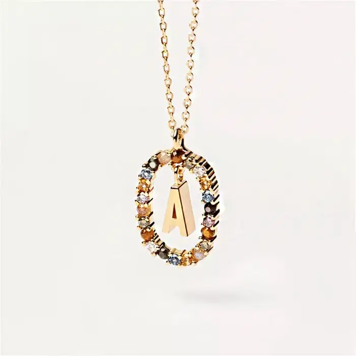 26 lettres anglaises pendentif collier Zircon mode a-z initiale M S C K Alphabet à la mode longue ch