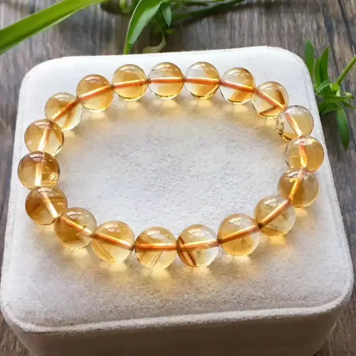 Bracelet en citrine naturelle véritable pour femmes et hommes, perles rondes de 7 à 12 mm, bracelet à brins pour occasions spéciales et cadeau d'anniversaire