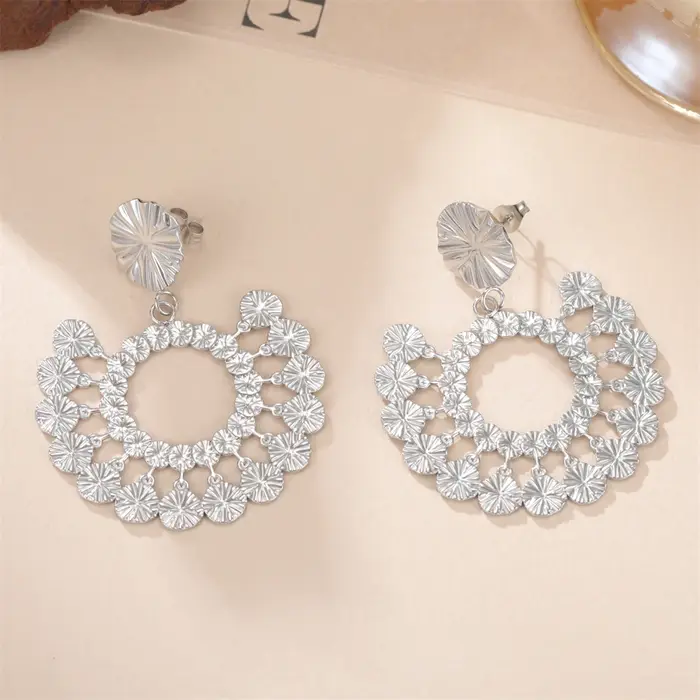 Boucles d'oreilles rondes en relief exagérées pour femmes et filles