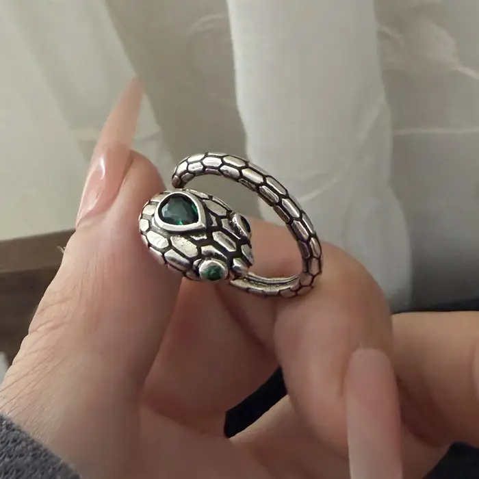 Bagues en argent Sterling 925 pour femmes, Vintage, fait à la main, réglable, rétro, serpent, mode f