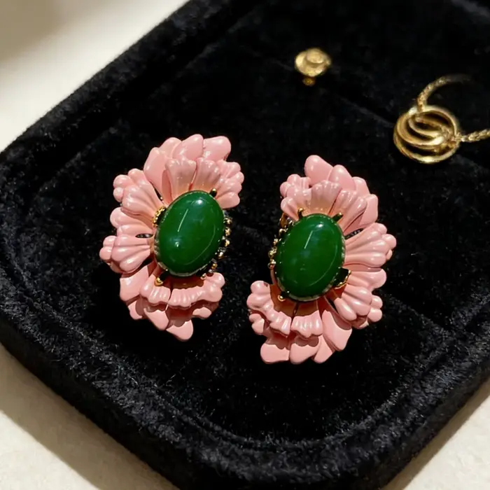 Boucles d'oreilles vintage à fleurs roses, élégantes et rétro, pour femmes
