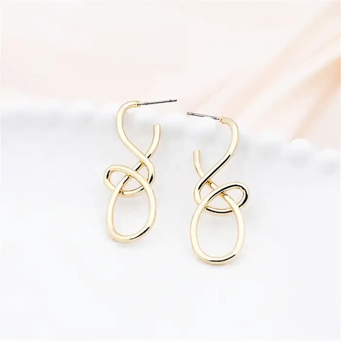 ANENJERY couleur or géométrie lignes enveloppées boucles d'oreilles pour les femmes tempérament mode Niche Design bijoux cadeaux en gros
